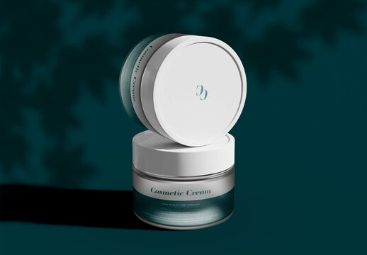 Two Stacked Cosmetic Jars Mockup
