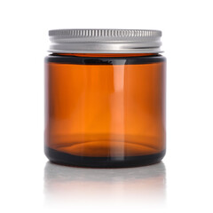 Brown empty cosmetic glass jar