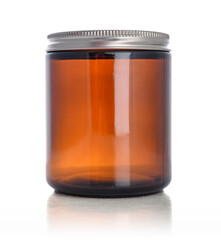 Brown empty cosmetic glass jar