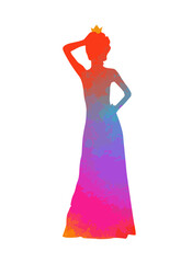 colored silhouette of a beautiful. Sweet princess. Vector illustration