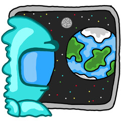 cute astronaut illustration in space