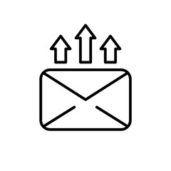 email send, envelope with arrow up icon vector