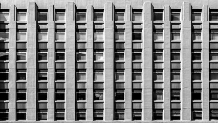 black and white federal building facade