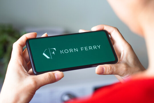 July 29, 2022, Brazil. In this photo illustration, the Korn Ferry logo is displayed on a smartphone screen.