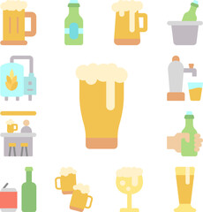 Beer stein icon in a collection with other items