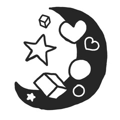 crescent moon illustration art with Shape theme