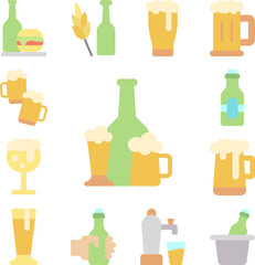Beer bottle, beer steins icon in a collection with other items