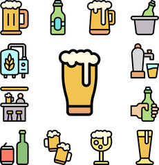 Beer stein icon in a collection with other items