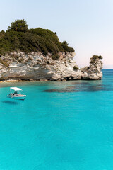 Summer vacation at Paxos (Paxi) Antipaxoi Blue Caves Gaios port Lakka Greek Ionian Island Epirus