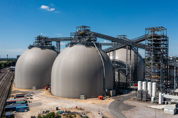 Biofuel storage tanks at a power plant