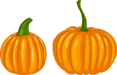 orange pumpkins in flat style, isolated, vector