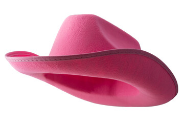 Pink cowboy hat isolated on white background with clipping path cutout concept for feminine western...