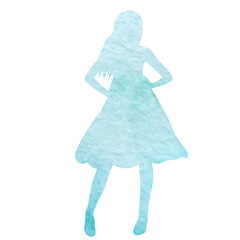 silhouette woman watercolor on white background isolated, vector