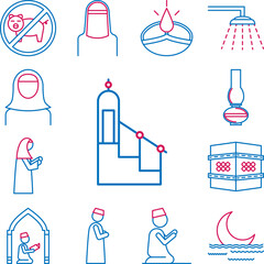 Islam, islamic minbar 2 colored line icon in a collection with other items