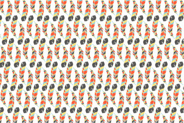 Pattern design with colorful feather theme
