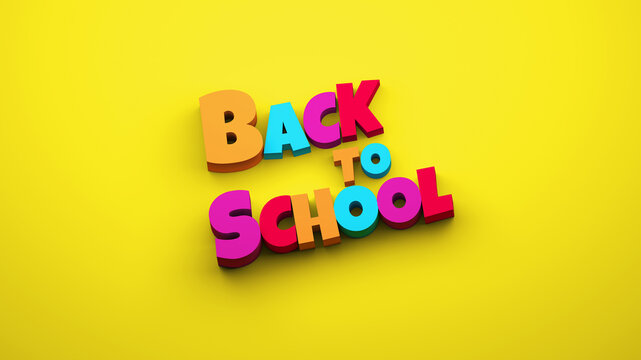 Back to School Text yellow color Presentation Banner Background. 3D illustration design