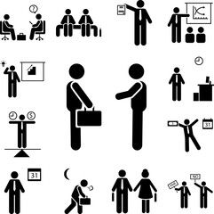 Pictogram of speak, jobless icon in a collection with other items