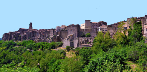 panorama of the village of Pitigliano Grosseto tuscany Italy