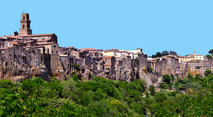 panorama of the village of Pitigliano Grosseto tuscany Italy - obrazy, fototapety, plakaty