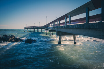 Pier over a lake during winter