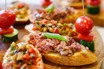  sandwiches with pate and vegetables. tartarus 