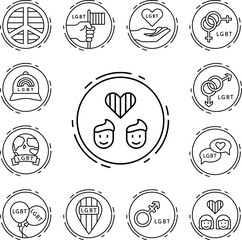 Gay, lgbt icon in a collection with other items