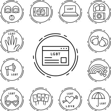 Website, lgbt icon in a collection with other items