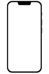 Modern smartphone of black color with the screen isolated on white illustration