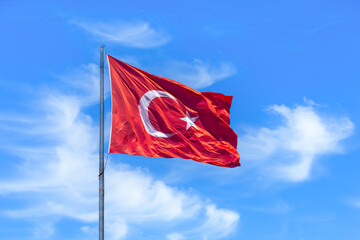 The Turkish flag is the national and official flag of the Republic of Turkey. It consists of a...