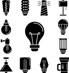 Light, bulb icon in a collection with other items
