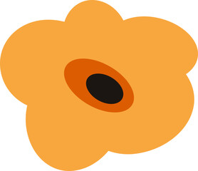 Colorful vector illustration drawn in flat style. Suitable for books, articles, web sites, apps etc. Image of simple orange flower with black stigma