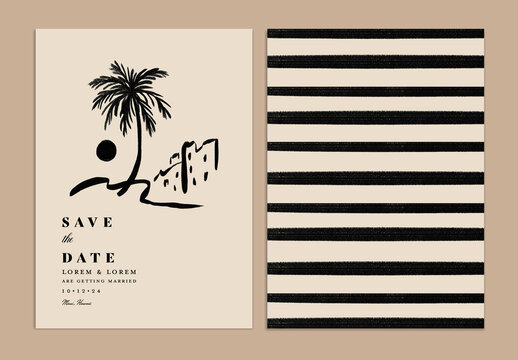 Minimal Save The Date Layout With Tropical Vibe