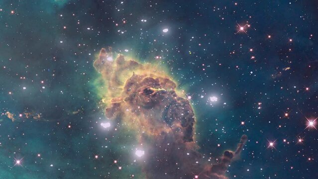 Interstellar space travel through nebula universe.
image used in composition is credited to: NASA, ESA and the Hubble SM4 ERO Team
https://esahubble.org/images/heic0910e/