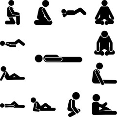 Man, lay, lie, down, person icon in a collection with other items