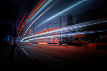 Fototapeta na wymiar night city traffic long exposure