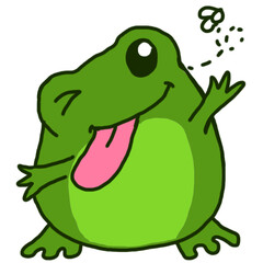 Adorable little green frog illustration