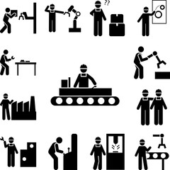 Factory, manufacturing, production, worker, man icon in a collection with other items