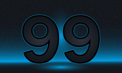 Number 99 vector. Luxury blue number 99 with luxurious modern background. vector design for celebration, invitation card and greeting card