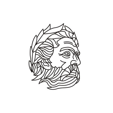 recommend clip art: Greek god logo design with line art style vector illustration, Anchient greek god face sculpture