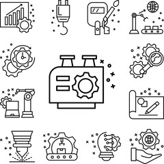 Factory machine gear machine icon in a collection with other items