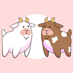 set of funny cartoon goats