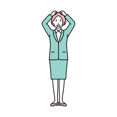ビジネス_人物_女性_スーツ_全身_頭を抱える