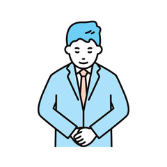 ビジネス_人物_男性_スーツ_上半身_お辞儀_手を前に組む