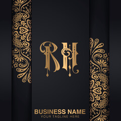 RH initial logo | initial based abstract modern minimal creative logo, vector template image. luxury logotype logo, real estate homie logo. typography logo. initials logo.