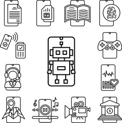 Controller robot mobile icon in a collection with other items
