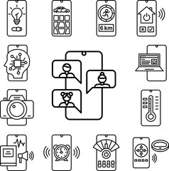 Meeting mobile online talking icon in a collection with other items