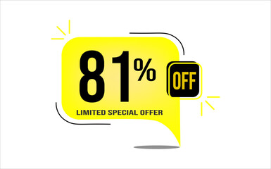 81% off a yellow balloon with black numbers. Flag with percentage numbers