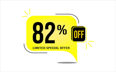 82% off a yellow balloon with black numbers. Flag with percentage numbers