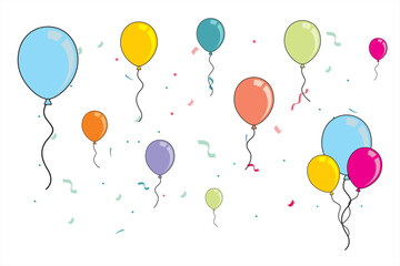 Obraz premium Happy birthday. Illustration of colorful birthday balloons. Vector illustration of Birthday background. Very suitable for birthday designs and other celebration events