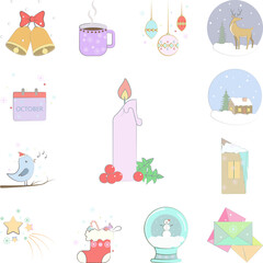 Candle, Christmas icon in a collection with other items